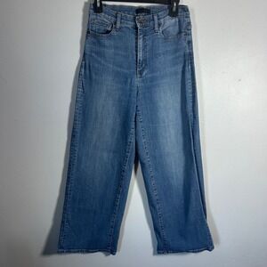UNIQLO JEANS Women Wide Leg Crop Denim Blue Jeans Size 4